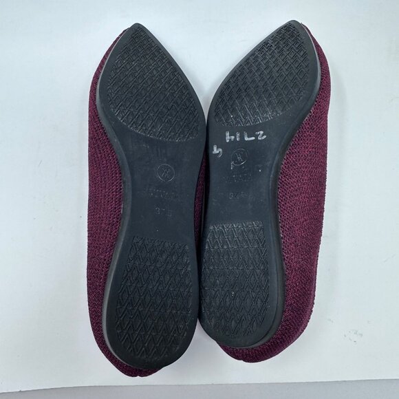 Vivaia Womens Point Toe Knit Ballet Flats Size 37.5 Garnet Red Washable Comfort - Picture 9 of 9